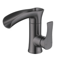 Robinet de salle de bain d'hôtel de luxe moderne robinet de lavabo mitigeur en laiton gris pour lavabo