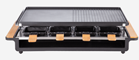 8-Personen Haushalts-Raclette-Grill aus Bambus mit Antihaftbeschichtung, 1200W, Rauchfrei, Einstellbare Temperaturregelung
