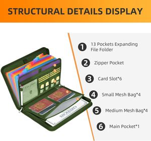 12-Pocket Expandable Zipper <b>Folder</b> Fireproof Accordion <b>File</b> Organizer with Tabs for Efficient Document Management - Product Image 3