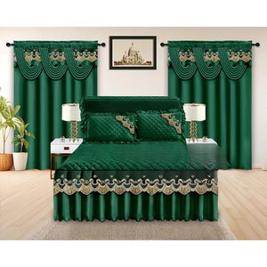 5 Piece Quilted Bed Skirt Set With <strong>Valances</strong> Luxury Lace Embroidery Bed Skirt Bed <strong>Sheets</strong> Set <strong>King</strong> <strong>Size</strong> Bedding Set With Curtains - Product Image 1