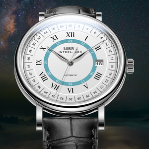 Montre mécanique automatique de luxe Lobinni, étanche, bracelet en cuir, cadran à aiguilles, MeisterSinger - Product Image 4