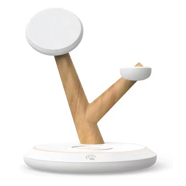 Tree Design Fast 3-in-1 Wireless Charging Station 15W Multiple Magnetic Charger Stand for iPhone Samsung Apple Watch AirPods