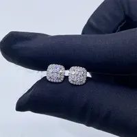 Wholesale price In Stock Iced Out HipHop Style 925 Sterling Silver VVS Round Moissanite Women Stud Earrings