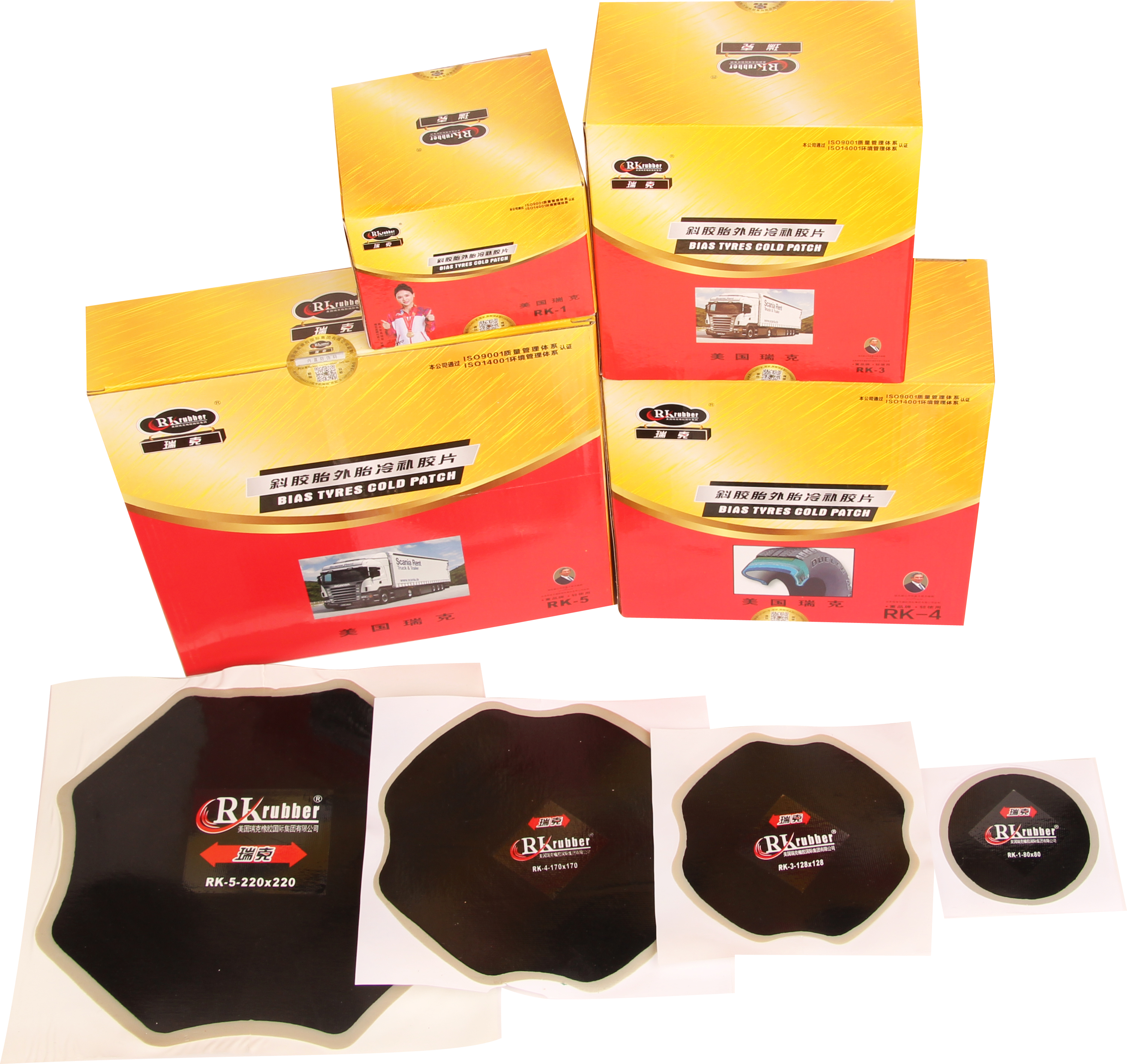 RK Brand Euro Style Bias Tire Cold Patch Vulcanizing Tire Rubber Cold Patches for Car & Truck Tire R