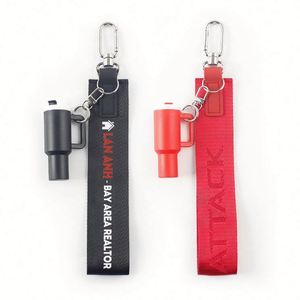 High Quality <b>Key</b> <b>Chain</b> Custom Carabiner Buckle Fashion Logo Woven Embroidered Short Lanyard for Gift Cup Keychain - Product Image 2