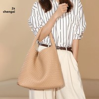 Sac fourre-tout/d'épaule en PU tissé à la main pour femme, style coréen, grande capacité, souple, vente directe d'usine