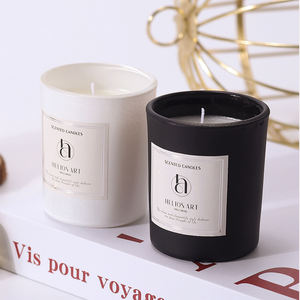 Vente en gros Logo personnalisé blanc noir mat luxe personnalisé cire de soja bougie parfumée bougie en verre tasse/pot avec boîte cadeau - Product Image 3