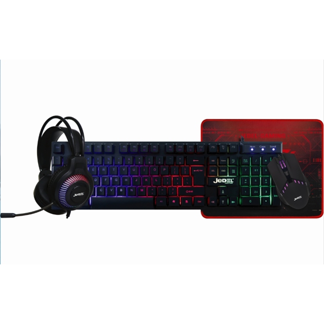 Factory Price 4 in 1 LED Backlit Wired Gaming Sets Mouse 104 Keys Keyboard Headset Mouse Pad Gaming Combo for Gamer PC