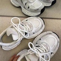 Baskets tendance à plateforme épaisse blanc arctique pour femme, respirantes en maille, style Dad Shoes, baskets de sport, MOQ 1