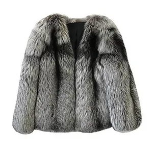 Wholesale price winter warm authentic fox fur high quality fur ladies real silver fox coat