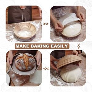 2Pcs Sourdough Starter Kit Grattoir Pain Bosses Jar Bois Acier Inoxydable Lame Panier Rond 9 Pouces Large - Product Image 5