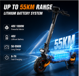 Monopattino Elettrico a Doppia Trazione con Pneumatici Fuoristrada, Alta Potenza, Pieghevole, Capacità 150kg, Batteria al Litio 1000W, Autonomia 35km, Impermeabile, Prodotto in Cina - Product Image 3