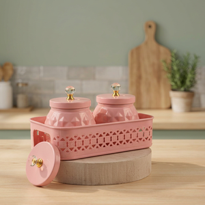 Bocaux de rangement rectangulaires roses avec couvercles, hermétiques pour la conservation de la fraîcheur, design mignon pour la cuisine, ensemble de contenants empilables - Product Image 5