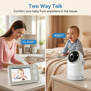 กล้องวงจรปิดอัจฉริยะ KT412W Tuya Smart WiFi สำหรับเด็ก หน้าจอ IPS 4 นิ้ว พร้อมระบบตรวจจับการเคลื่อนไหวและการร้องไห้ด้วย AI และช่องใส่การ์ด TF/SD สำหรับบันทึกภาพ - Product Image 4