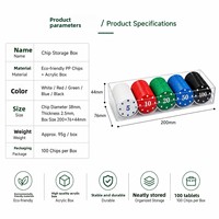 Jetons de poker ABS OEM ODM pour Texas Hold'em, durables et étanches, 100 pièces par boîte, spécial Mahjong et Échecs pour le divertissement