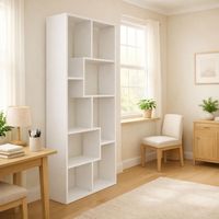 Étagère de bibliothèque et bibliothèque commerciale moderne en MDF durable à 5 niveaux, blanche, non pliable, pour chambre à coucher et salon