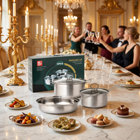 Ensemble de 5 ustensiles de cuisine exclusifs transfrontaliers de style chinois : Casserole à lait, Marmite, Poêle à frire avec couvercle en verre, Ensemble cadeau d'ustensiles de cuisine
