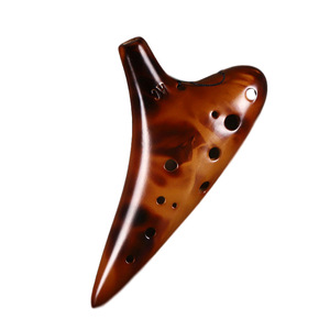 Ocarina de Cerámica de 12 Orificios, Tipo Alto C, Ahumada con Paja, Instrumento de Viento, Venta al por Mayor para Clases de Música y Regalos - Product Image 1