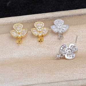 อุปกรณ์ทำเครื่องประดับเงินแท้ 925 รุ่น JG5912 สำหรับงาน DIY ประดับมุกและเพชรซิркоเนีย รูปดอกไม้ ขนาด 7-8 มม. ถาดเปล่าสำหรับต่างหู งานกึ่งสำเร็จรูป ขนาดเม็ดลูกปัด 3 มม. - Product Image 5