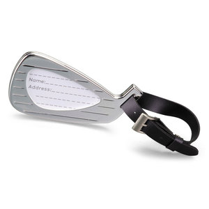 Golf <b>Luggage</b> Tag 50x95 Mm Metal With Leather <b>Strap</b> For Travel Bag - Product Image 1