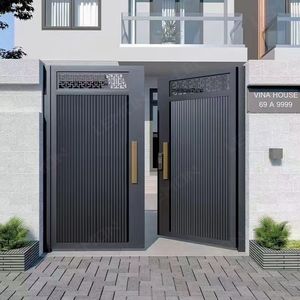 2024 diseño moderno PUERTA Y VALLA DELANTERA GRIS INTELIGENTE AUTOMÁTICO MODERNO YARD SWING DRIVEWAY PUERTAS ELÉCTRICAS DE ALUMINIO - Product Image 6