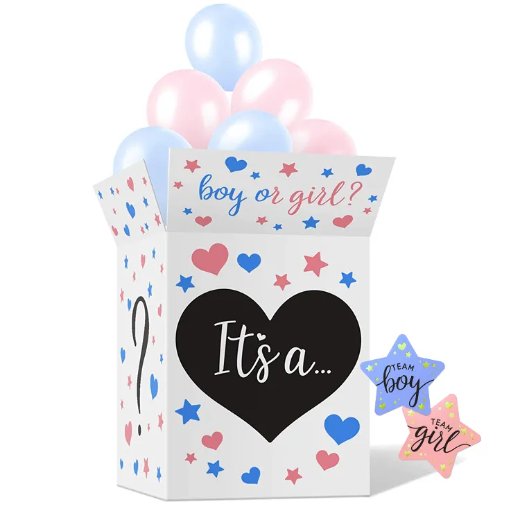 Giới Tính Tiết Lộ Balloon Hộp Carton Với Niêm Phong Dán Hộp Đồ Trang Trí Bao Bì Lớn Tông Baby Shower Box