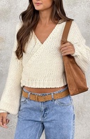 Pull en tricot d'hiver pour femmes avec ceinture, fournisseur de vêtements en gros sur mesure
