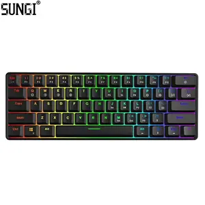 2.4GHz Wireless 60% Mechanical Keyboard Rainbow RGB Backlight Gaming Keyboards Rechargeable Battery for Gamer Customization