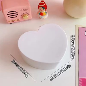 Girls Pink White Cosmetic Organizer Heart-Shaped Jewelry Storage Box Mirror Plastic Bracelets Hair Band Display <b>Desk</b> Drawer - Product Image 6