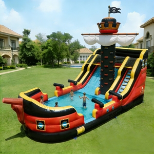 Château <span class=keywords><strong>gonflable</strong></span> pirate d'extérieur avec toboggan aquatique et piscine pour location commerciale - Product Image 1