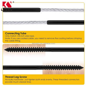 Kit <span class=keywords><strong>de</strong></span> Barandillas <span class=keywords><strong>de</strong></span> Cable para Escaleras, Color Negro, 1/8\", Tornillos <span class=keywords><strong>de</strong></span> Fijación Izquierdo y Derecho, Herrajes <span class=keywords><strong>de</strong></span> Acero Inoxidable T316 para Barandillas <span class=keywords><strong>de</strong></span> Cable para Postes <span class=keywords><strong>de</strong></span> Madera - Product Image 3