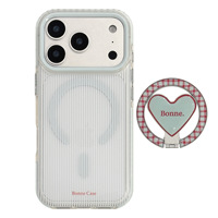 Coque de téléphone bleue et rouge pour Apple 17 Promax 15, support magnétique en forme de cœur de style coréen, coque souple pour iPhone 16 14 13 12