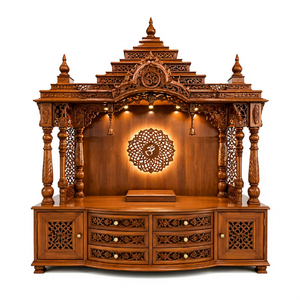 Traditional South Indian Style Temple with Grand Gopuram Custom Luxury Wooden Temple for Home Wholesale Luxury Wooden <b>Mandir</b> - Product Image 1