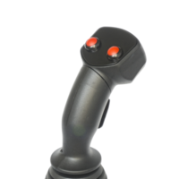 Manette de commande industrielle à axes X et Y avec poignée et quatre boutons poussoirs pour machines de construction