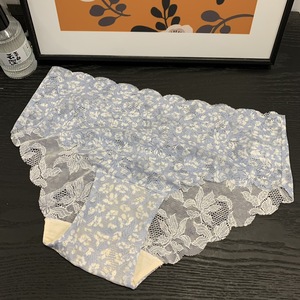 Culottes en dentelle à imprimé floral pour femmes, taille mi-haute, bord festonné, douces, extensibles, respirantes, en maille, sous-vêtements féminins - Product Image 1
