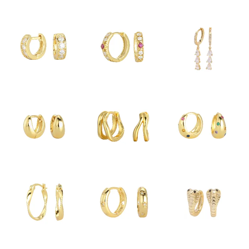 Snake Custom Hoop Earrings Fashion Jewelry Leaf Hoop CZ Earring Sterling Silver Double Hoops Earrings