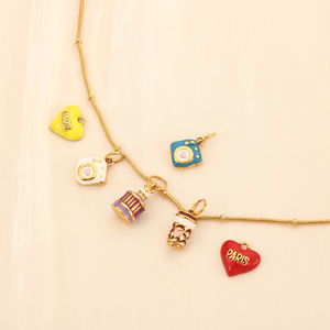 Pendentif Olivia en acier inoxydable avec breloque clé, cœur, flèche, <span class=keywords><strong>Paris</strong></span>, zircon et caméra, en <span class=keywords><strong>or</strong></span> 18 carats, pour <span class=keywords><strong>la</strong></span> fabrication de bijoux, pour hommes et femmes - Product Image 1