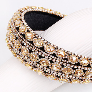 Diadema de Pedrería Hua Liyu, Colorida, Plateada, Verde Champán, Artística, Retro, para Mujer, Hecha a Mano, Banda Ancha para el Cabello - Product Image 4