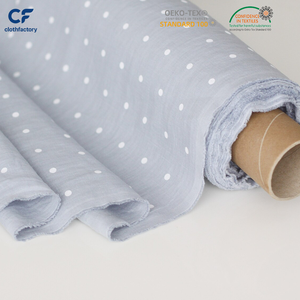 Tissu en <span class=keywords><strong>lin</strong></span> à pois bleus, finition délavée. Tissu en fil de <span class=keywords><strong>lin</strong></span> 100% pour tissage textile - Product Image 3