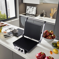 Grill électrique à contact, surface de cuisson antiadhésive à ouverture à 180 degrés, contrôle de la température, commande mécanique, 2000W, usage domestique