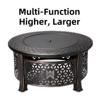 Brasero sans fumée de 81 cm (32 pouces) avec anneau, barbecue coréen, table de jardin extérieur, foyer en métal, gril barbecue