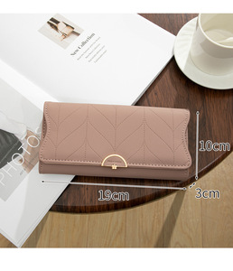 Trendy Women's Long Wallet Minimalist Geometric Design Tri-Fold PU <strong>Leather</strong> Card &amp; Coin <strong>Purse</strong> - Product Image 2