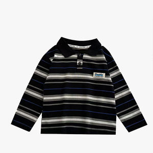 Polo rayé pour enfants style Old Money, doux pour la peau, à manches longues, pour garçons et filles, haut tendance, couche de base - Product Image 5