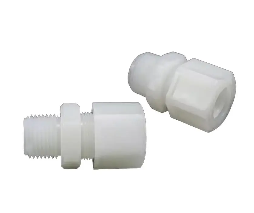 Accesorios de tubería de plástico PVDF fabricación de maquinaria accesorios de abrazadera de tubo Junta 51 accesorios de tubo conectores de virolas dobles rectas macho