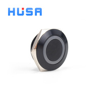 Interrupteurs à bouton-poussoir noirs HUSA Factory 19 mm 6V 12V 24V 220V IP65 étanches 1NO momentanés fins et courts pour le contrôle