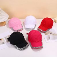 Gorra de béisbol con borde de diamantes de imitación para mujer y niña, gorras brillantes, gorra de camionero con brillo, gorra de sol para verano al aire libre