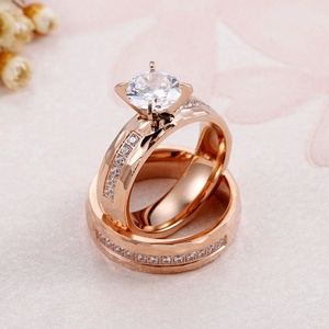 Anillos de Boda Románticos Finos de Acero Inoxidable con Zirconia, Recubrimiento PVD de 14k/18k, para Hombre y Mujer - Product Image 5