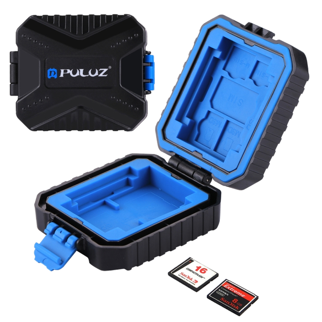 PULUZ 11-in-1 Plastic Memory Card Case Box for 3SIM 2XQD 2CF 2TF 2SD Cards-Waterproof Shockproof Dustproof