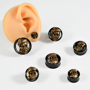 Punk acier inoxydable crâne et cuivre bouchons d'oreille tête <span class=keywords><strong>de</strong></span> mouton jauges d'oreille chapeau canaux bouchons Tunnel extenseur civières Piercing bijoux - Product Image 3
