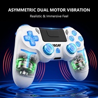 Manette de jeu sans fil PS4 RGB à double vibration, gyroscope 6 axes, haut-parleur, micro, prise casque pour PC Steam